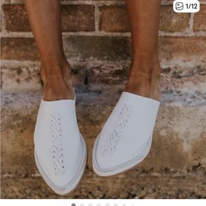 Free People White Leather Nova Sandals